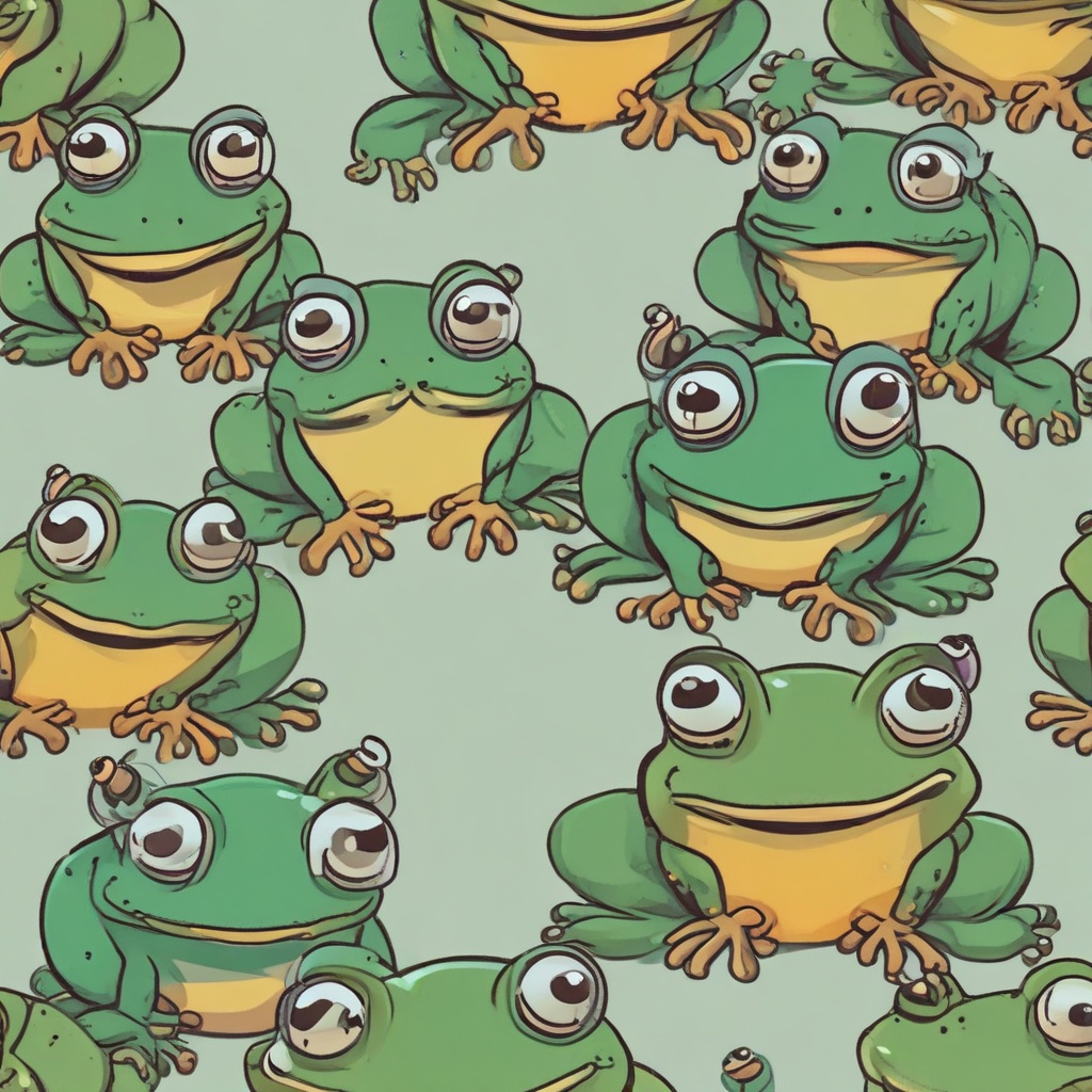 Group of cartoon frogs