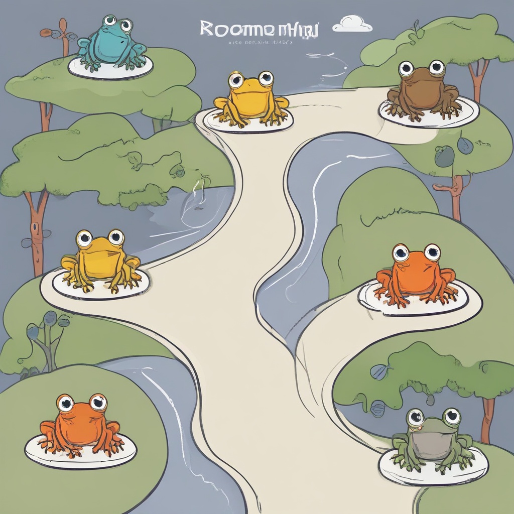 Roadmap with cartoon frogs